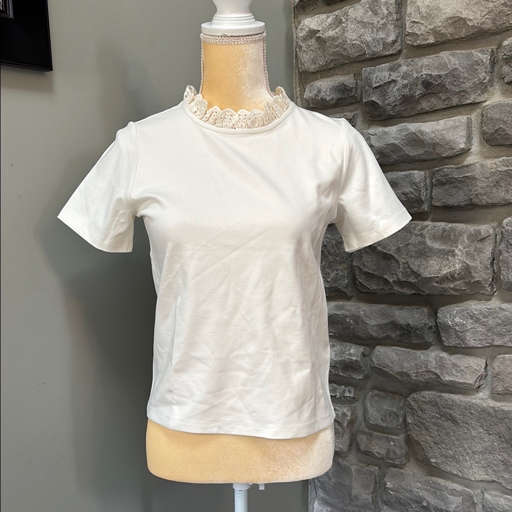 Elegant Cream Lace Trim Top